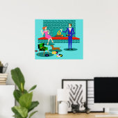 レトロカップルと犬のポスター ポスター (ホームオフィス)