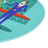 レトロカップルと犬の切断ボード カッティングボード (角)