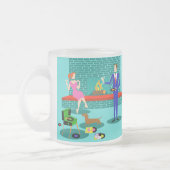 レトロカップルと犬の曇りガラスのマグカップ フロストグラスマグカップ (左)