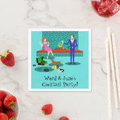 レトロカップルと犬の紙ナプキンス スタンダードカクテルナプキン (インサイチュ)