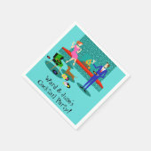 レトロカップルと犬の紙ナプキンス スタンダードカクテルナプキン (角)