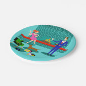 レトロカップルと犬の紙プレート ペーパープレート (アングル)