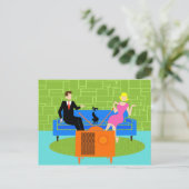 レトロカップルと猫はがき ポストカード (スタンド正面)