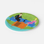 レトロカップルと猫紙プレート ペーパープレート (アングル)