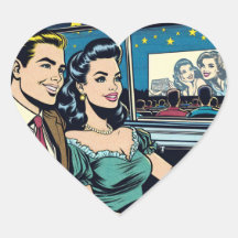 レトロカップルのドライブインムービー