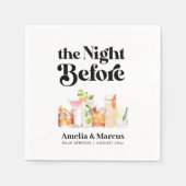 レトロカップルのリハーサルディナーの前の夜 スタンダードカクテルナプキン (正面)