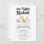 レトロカップルのリハーサルディナーの前の夜 招待状 (正面)