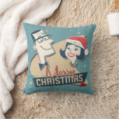 レトロカップルめでたいクリスマス新年 クッション (ブランケット)