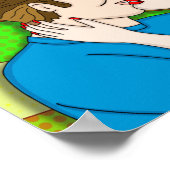 レトロカップルキスをするアポップ・アートのートスタイル ポスター (角)