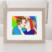 レトロカップルキスをするアポップ・アートのートスタイル ポスター