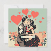 レトロカップルキスをするアポップ・アートのートハートパーソナライズされた シーズンカード (正面)
