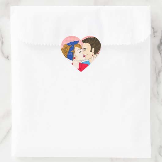 レトロカップルキスをするロマン気のあるそぶりをしたト ハートシール (バッグ)