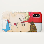 レトロカップルキスをする懐かしいヴィンテージラブ Case-Mate iPhoneケース (裏面(横))