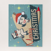 レトロカップルメリークリスマスヴィンテージホリデー ジグソーパズル (縦)