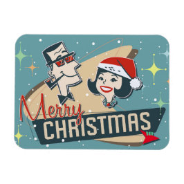 レトロカップルメリークリスマスヴィンテージホリデー マグネット