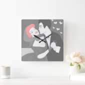 レトロカップル壁時計 スクエア壁時計 (ホーム)