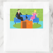 レトロカップル猫シール 長方形シール (バッグ)