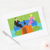 レトロカップル猫シール 長方形シール (封筒)