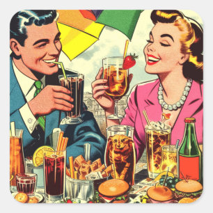 レトロカップル飲料漫画 スクエアシール