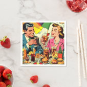 レトロカップル飲料漫画 スタンダードカクテルナプキン (インサイチュ)