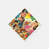 レトロカップル飲料漫画 スタンダードカクテルナプキン (角)