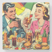 レトロカップル飲料漫画 ストーンコースター (正面)