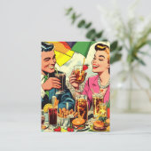 レトロカップル飲料漫画 ポストカード (スタンド正面)