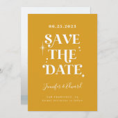 レトロカナリアイエロー日付カードを保存 セーブザデート (正面/裏面)