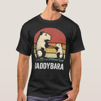 レトロカピバラ父と息子のぶつかり合い おもしろカピバラ Tシャツ