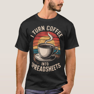 レトロカフェインTシャツ コーヒーをスプレッドシートに変える Tシャツ