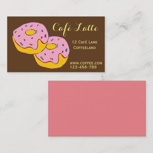 レトロカフェコーヒーショップかわいいドーナツ 名刺 (正面/裏面)