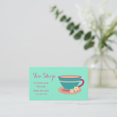 レトロカフェティーショップデザイナーティーカップ 名刺 (スタンド正面)