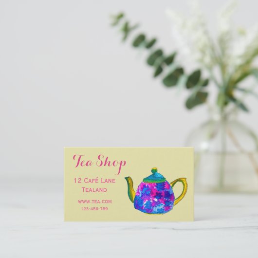 レトロカフェ喫茶店デザイナーティーカップ 名刺 (スタンド正面)