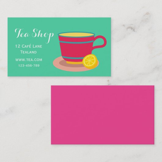 レトロカフェ茶店デザイナー茶ポット 名刺 (正面/裏面)