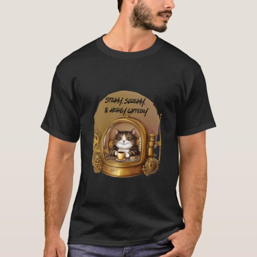 レトロカフェ コーヒー 猫 タイムマシン Tシャツ (正面)