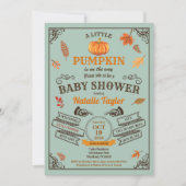 レトロカボチャのベビーシャワーの招待グリーン 招待状 (正面)