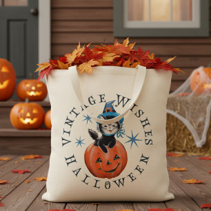 レトロカボチャ子猫ヴィンテージハロウィーズ トートバッグ