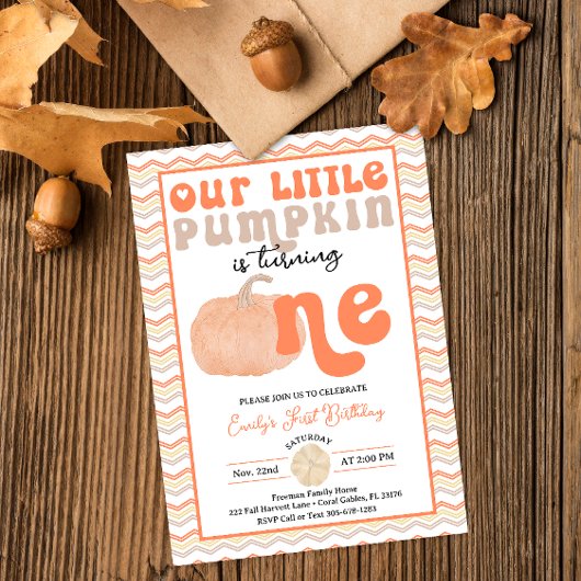 レトロカボチャ1st誕生日招待状 招待状