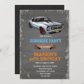 レトロカマロの車の誕生日パーティー招待状 招待状 (正面/裏面)