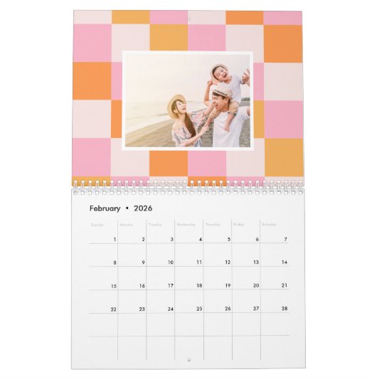 レトロカムバックパーソナライズされたフォトカレンダー カレンダー (2月 2026)