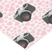 レトロカメラとピンクハートフォトグラファー結婚ズ ショートテーブルランナー (コーナー)