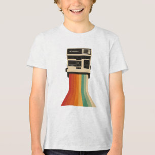 レトロカメラのレインボープリント トライブレンドTシャツ