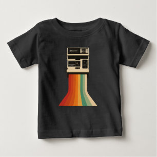 レトロカメラのレインボープリント ベビーTシャツ