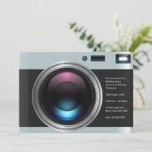 レトロカメラの誕生日パーティーの写真 招待状 (スタンド正面)