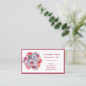 レトロカメラピンクフローラ写真撮影者 名刺 (スタンド正面)