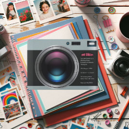 レトロカメラ自撮り誕生日パーティー写真 招待状