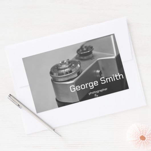 レトロカメラ 長方形シール (封筒)