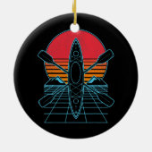 レトロカヤックカヤックパドリングヴィンテージ セラミックオーナメント (裏面)