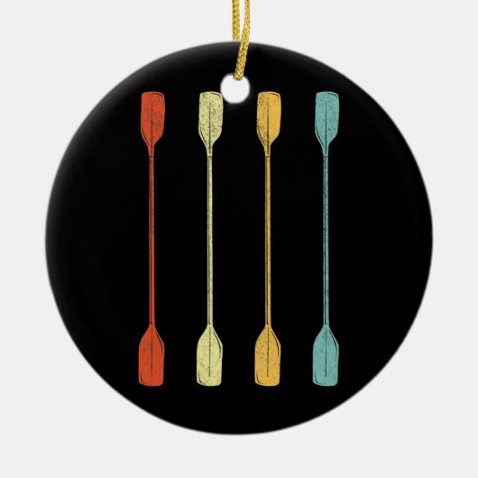 レトロカヤックカヤックパドリングヴィンテージ セラミックオーナメント (正面)