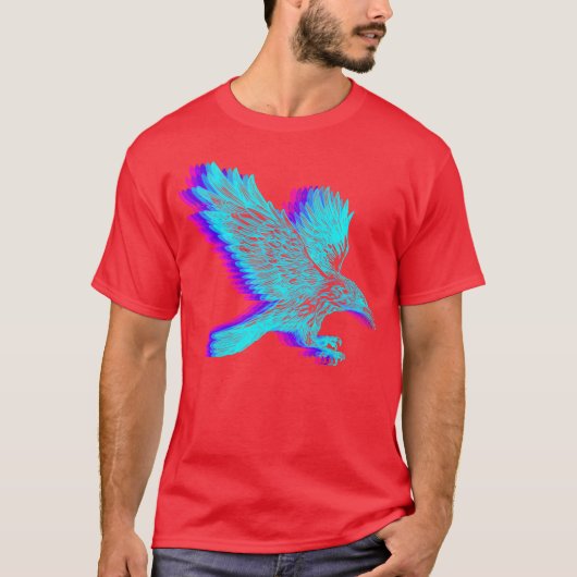 レトロカラス鳥の気化波ガール Tシャツ (正面)